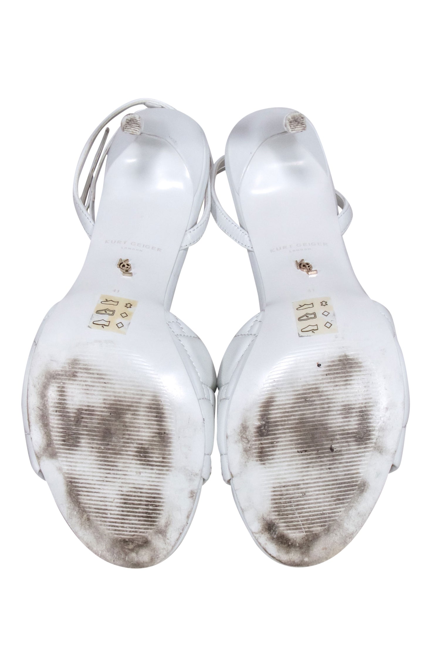 Kurt Geiger's Stunning White Leather Toe Detail Open Toe Pumps - Size 11
