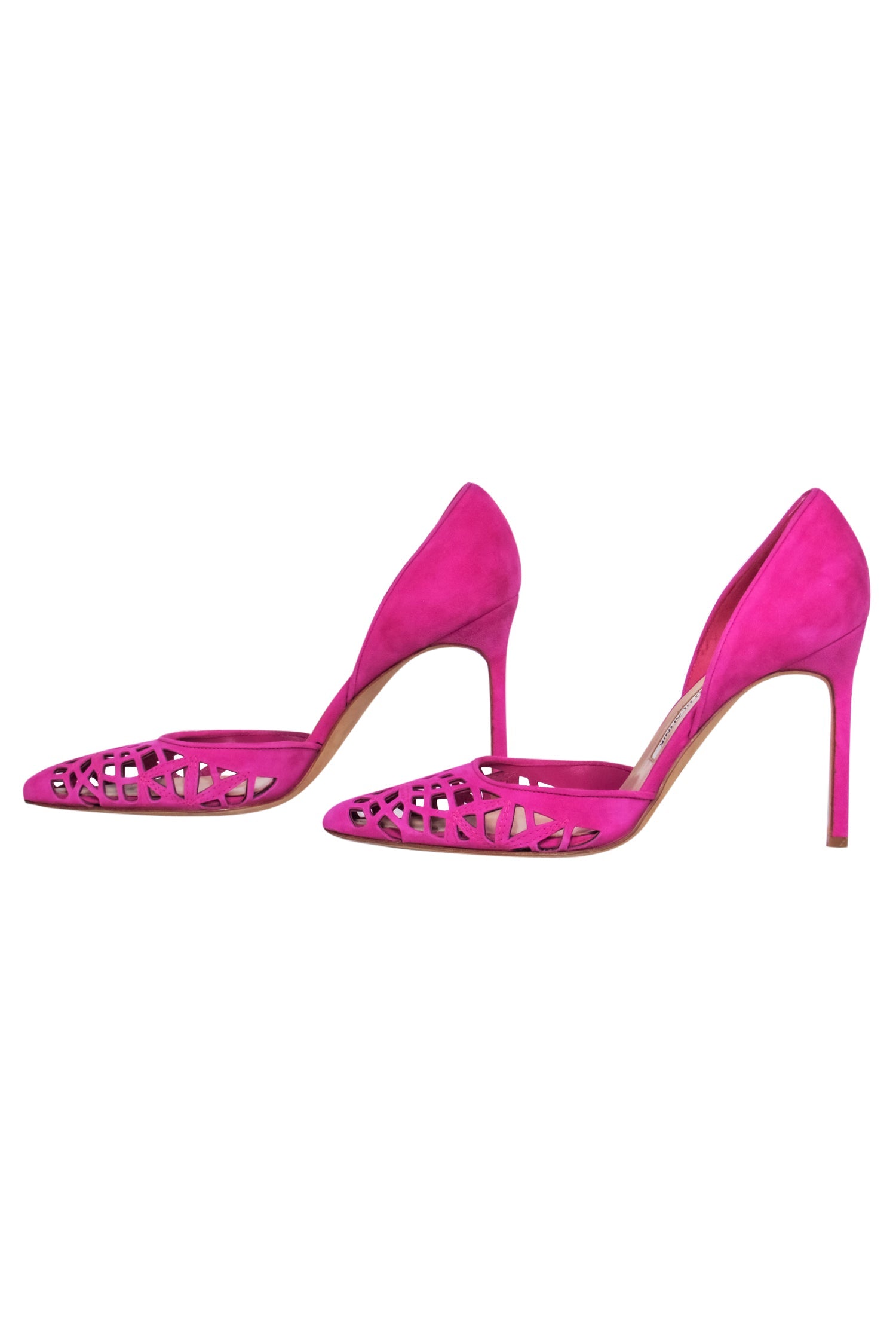 Manolo Blahnik Hot Pink Suede Cutout D'Orsay Pumps - Size 8: A Fashion Must-Have!