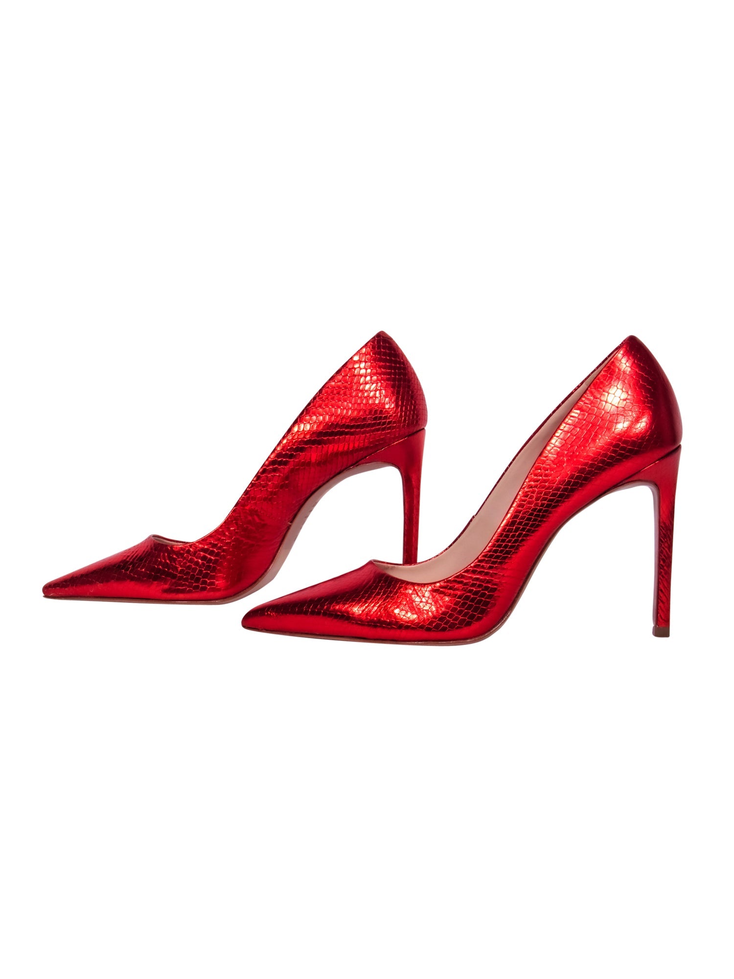 Schutz Red Metallic Pointed Toe Pumps - Size 9.5: Party-Ready Glam!