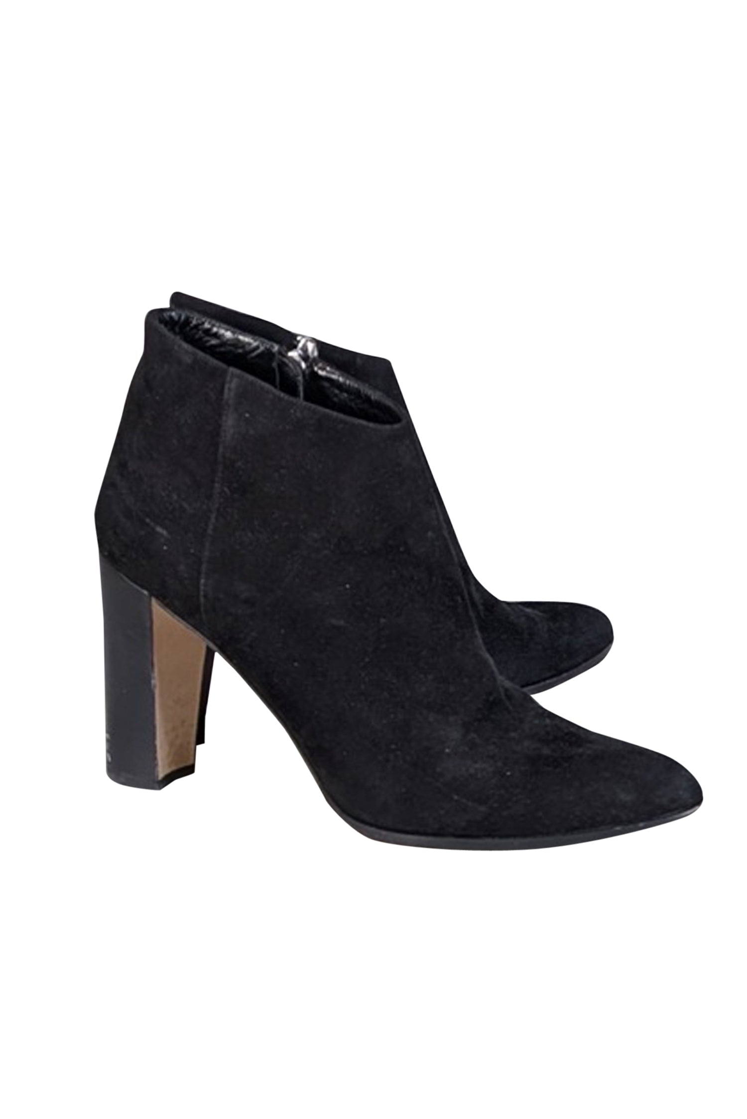 Manolo Blahnik's Stylish Black Suede Inner Ankle Zipper Short Boots - Size 10