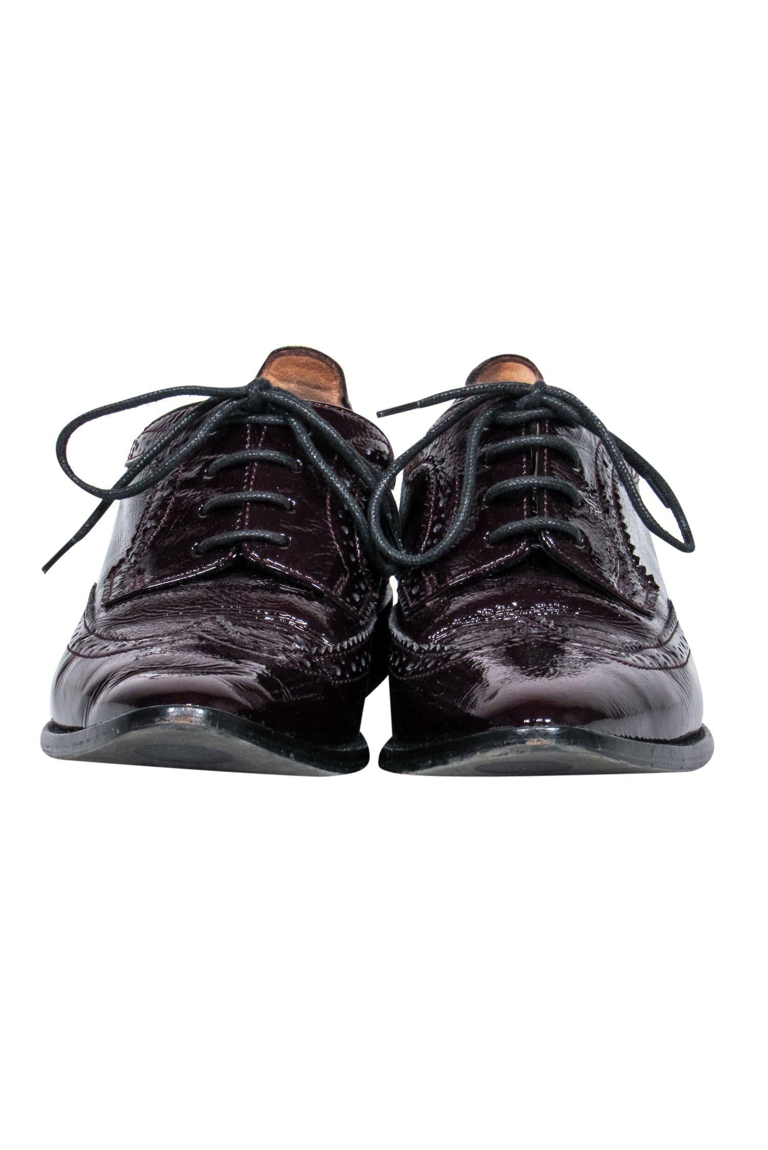 Aquatalia Dark Maroon Patent Oxfords - Size 6.5: Elevate Your Look!