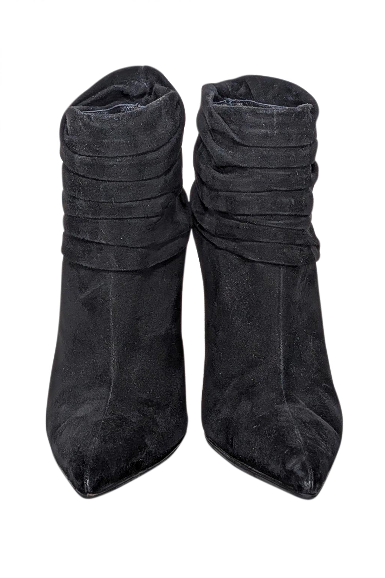 Jimmy Choo - Stunning Black Ruched Suede Short Boots, Size 9