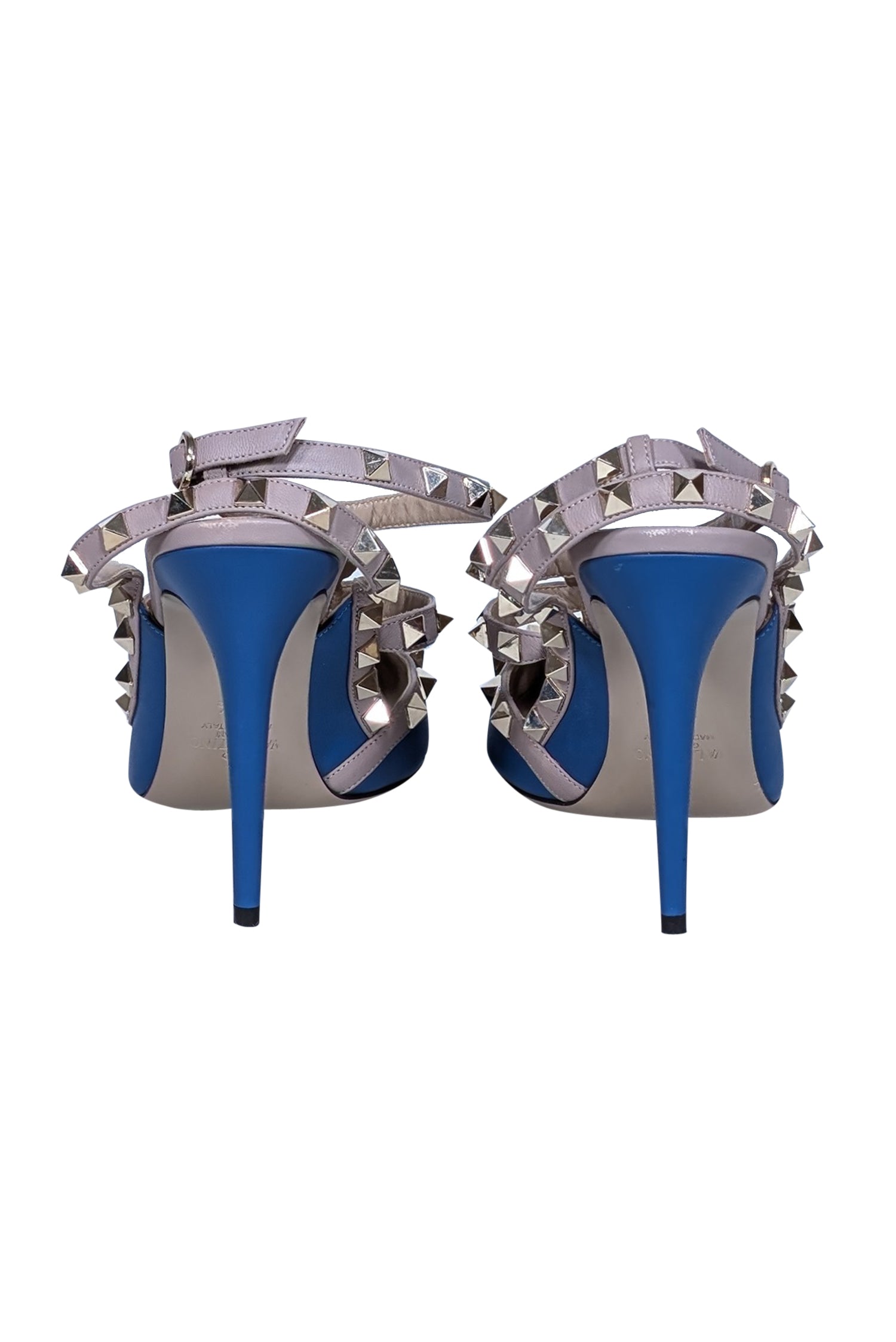 Valentino Blue & Beige Studded Strappy Heels - Size 10.5 - Unleash Your Glam!