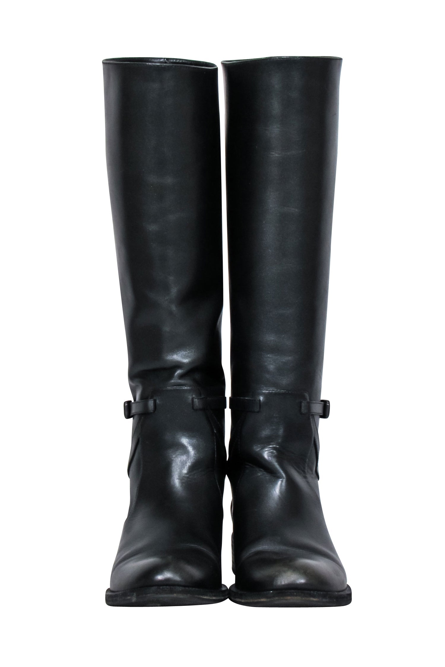 Bottega Veneta - Chic Black Leather Tall Riding Boots, Size 6.5