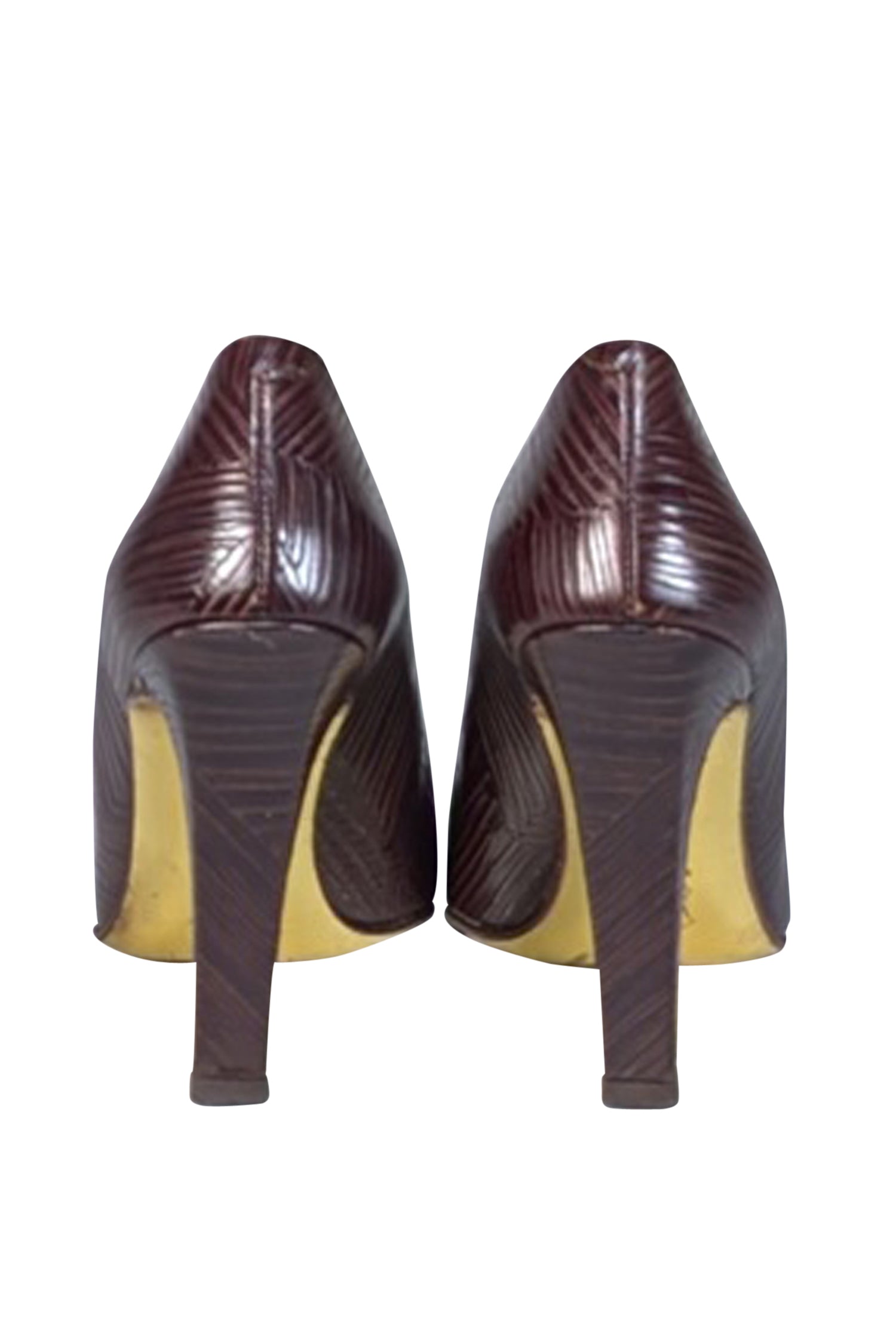 Christian LaCroix Brown Textured Leather Pumps - Size 8, Vintage Office Chic