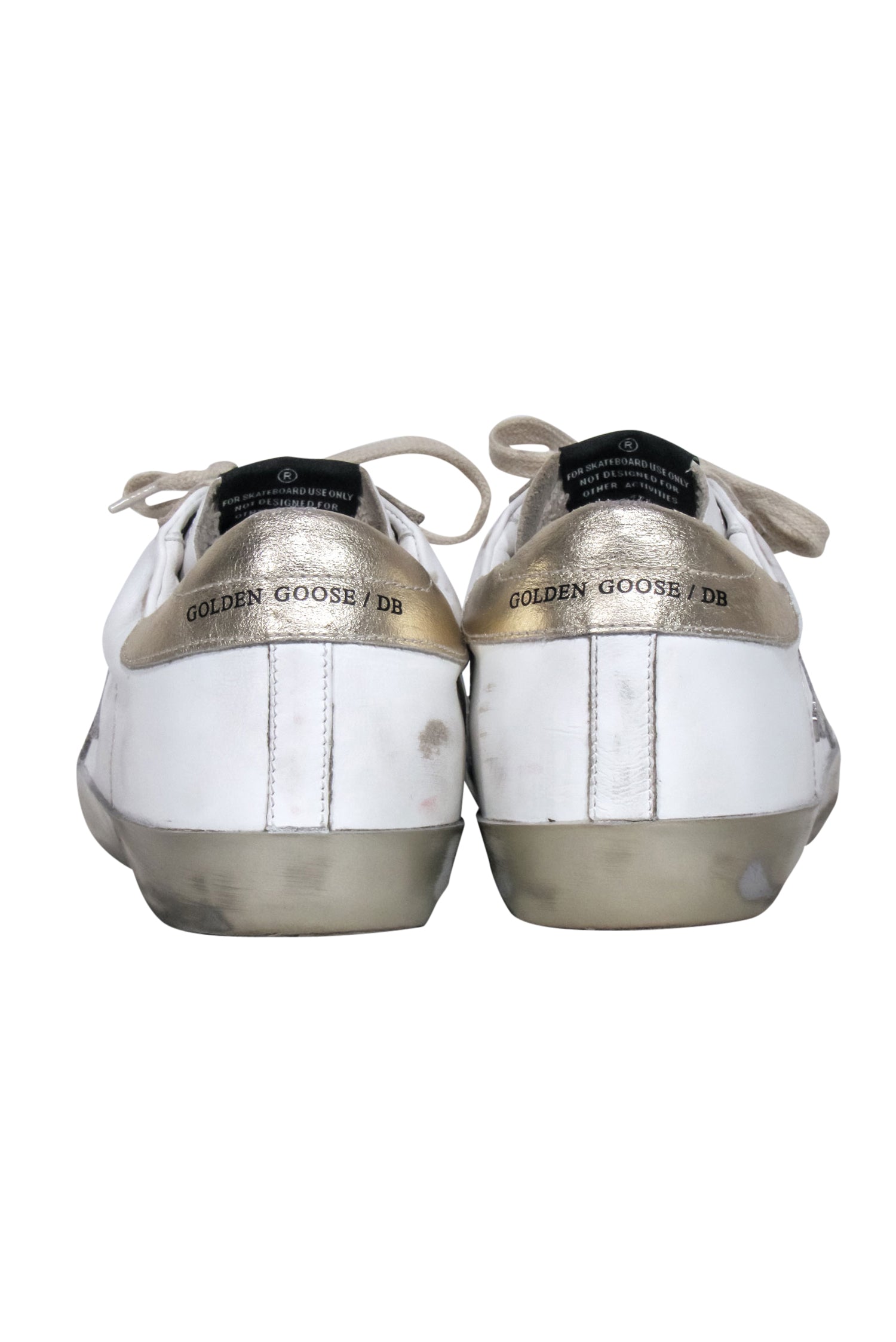 Golden Goose White Superstar Sneakers with Gold Metallic Details - Size 11