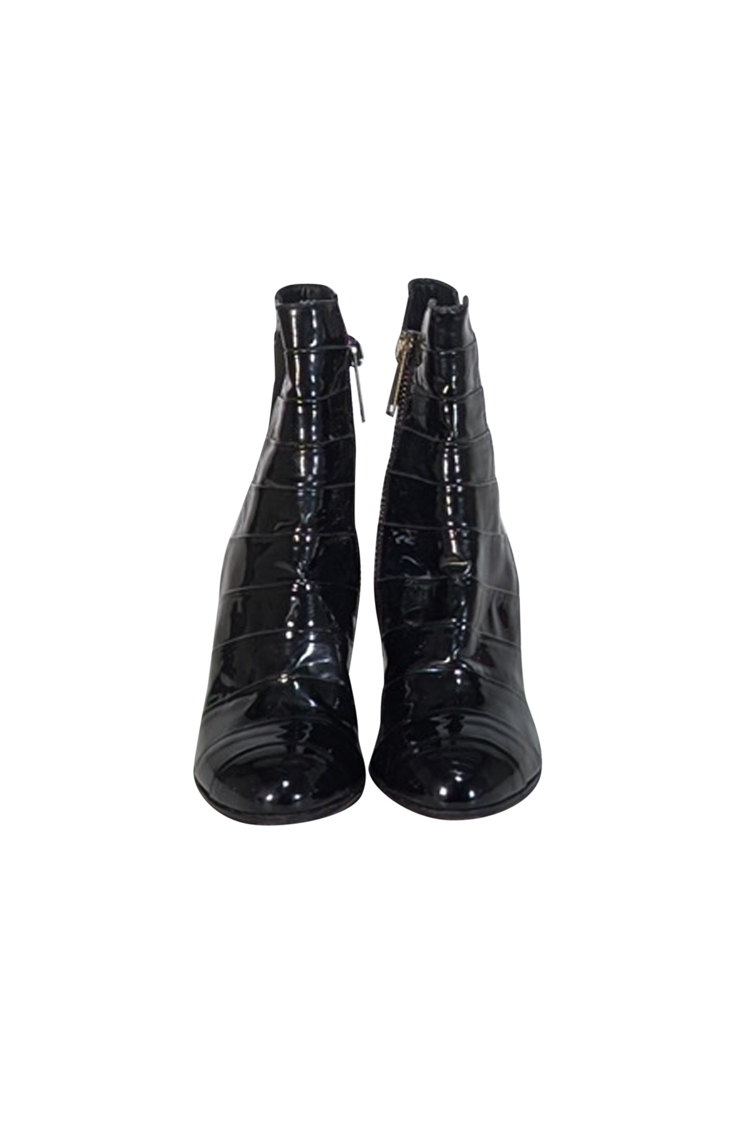 Gareth Pugh Black Patent Leather Textured Short Boots - Size 9.5 - Rock Your Style!