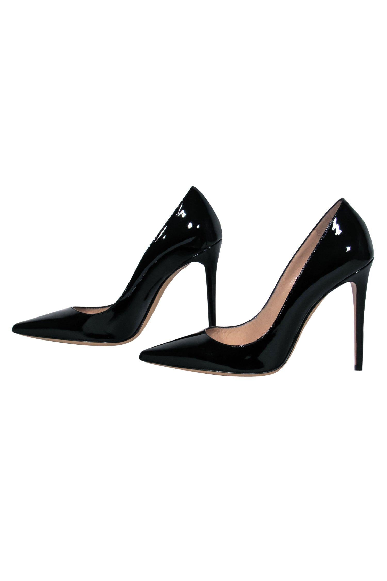 M. Gemi Black Patent Leather Pointed Toe Pumps - Size 8 - Timeless Elegance