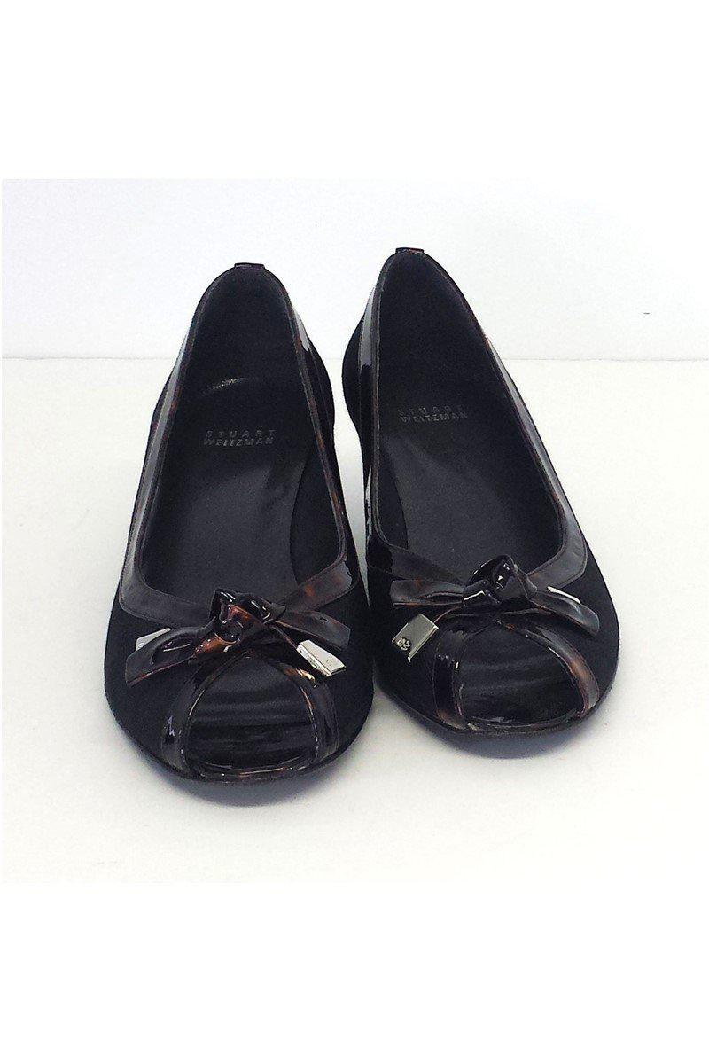 Stuart Weitzman's Stunning Black Peep Toe Pumps with Tortoise Trim - Size 9!