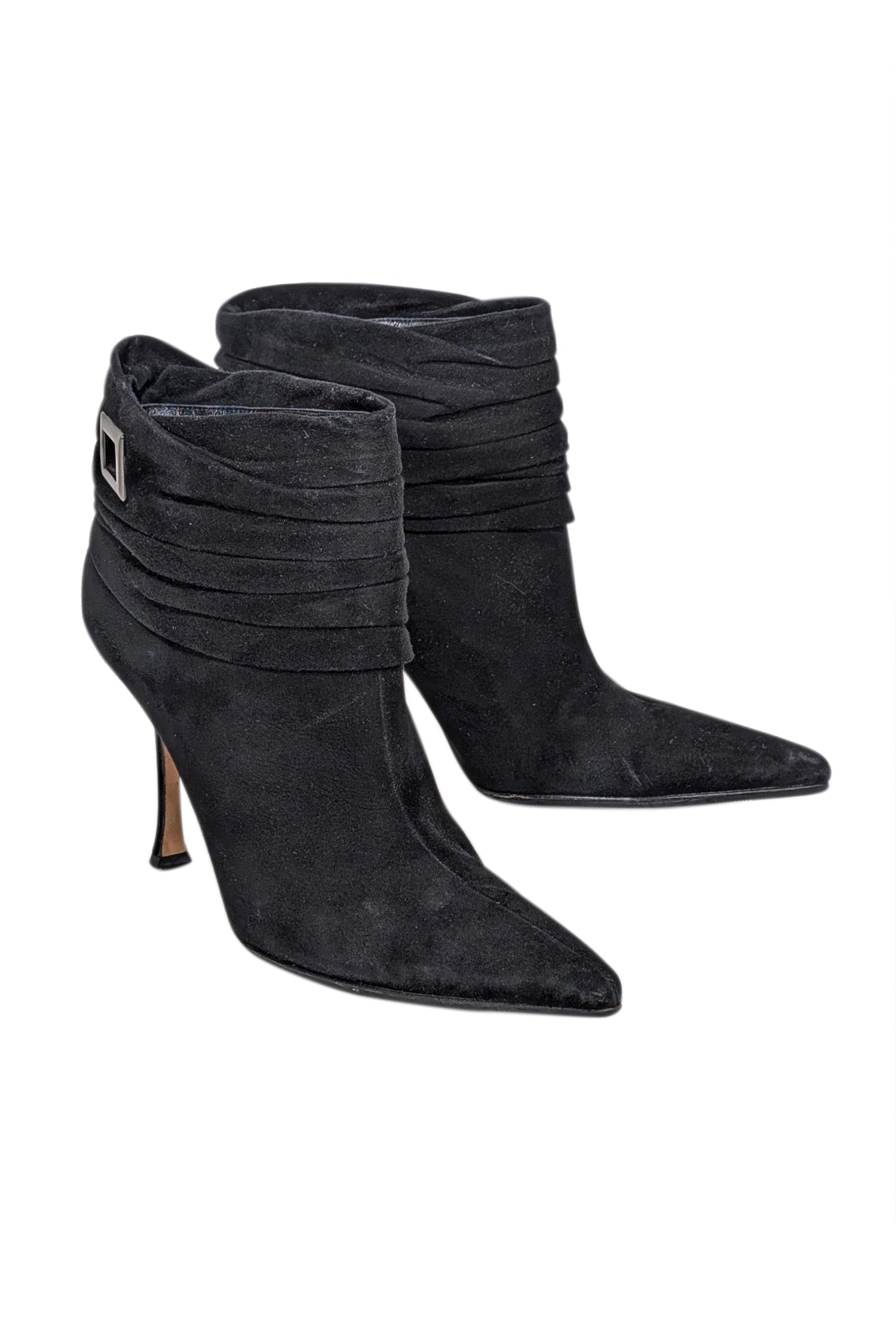 Jimmy Choo - Stunning Black Ruched Suede Short Boots, Size 9