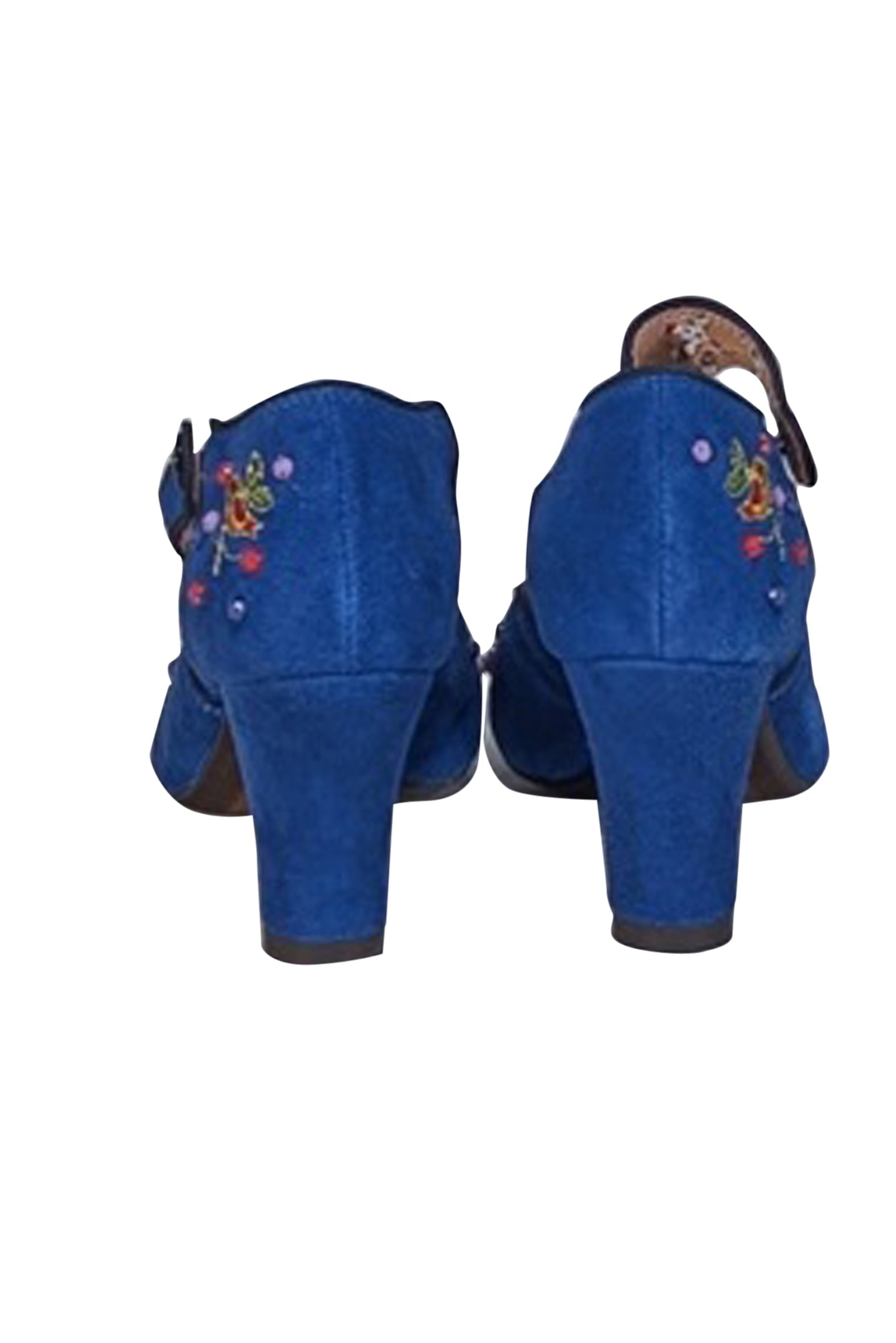 Miss L-Fire Blue Embroidery Orient Strappy Pumps - Size 7