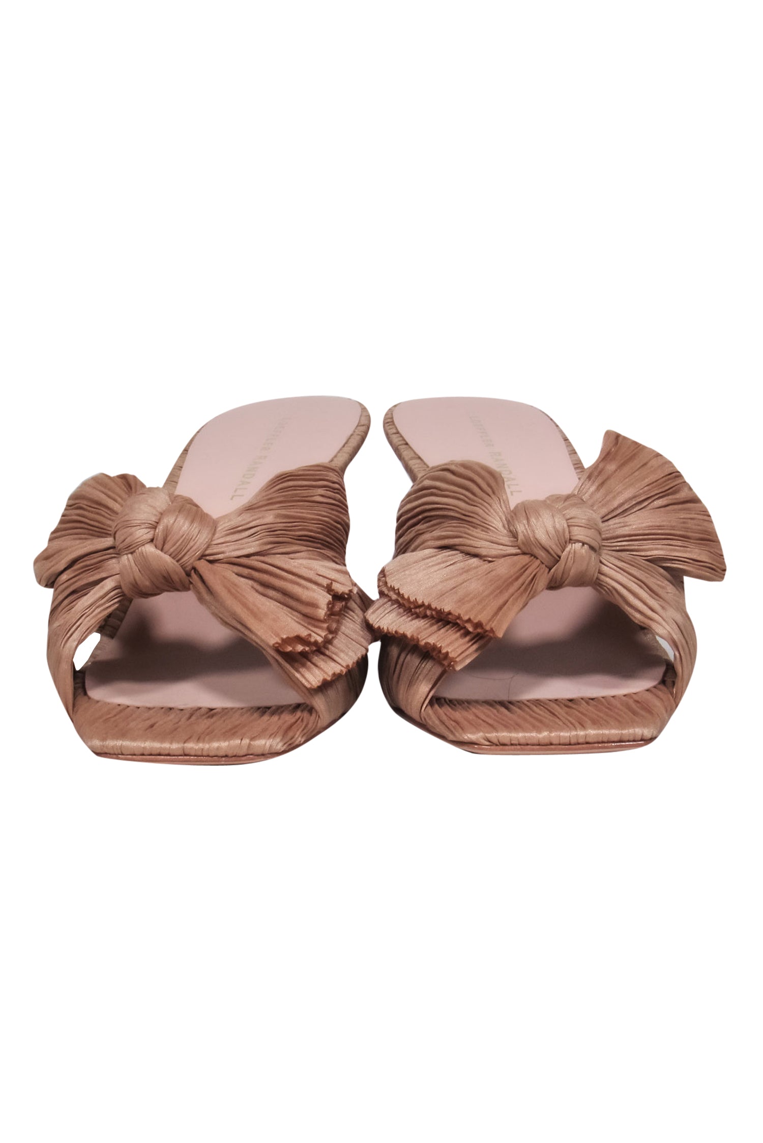 Loeffler Randall - Stunning Beige Crinkle Knotted Kitten Heel Mules, Size 9.5