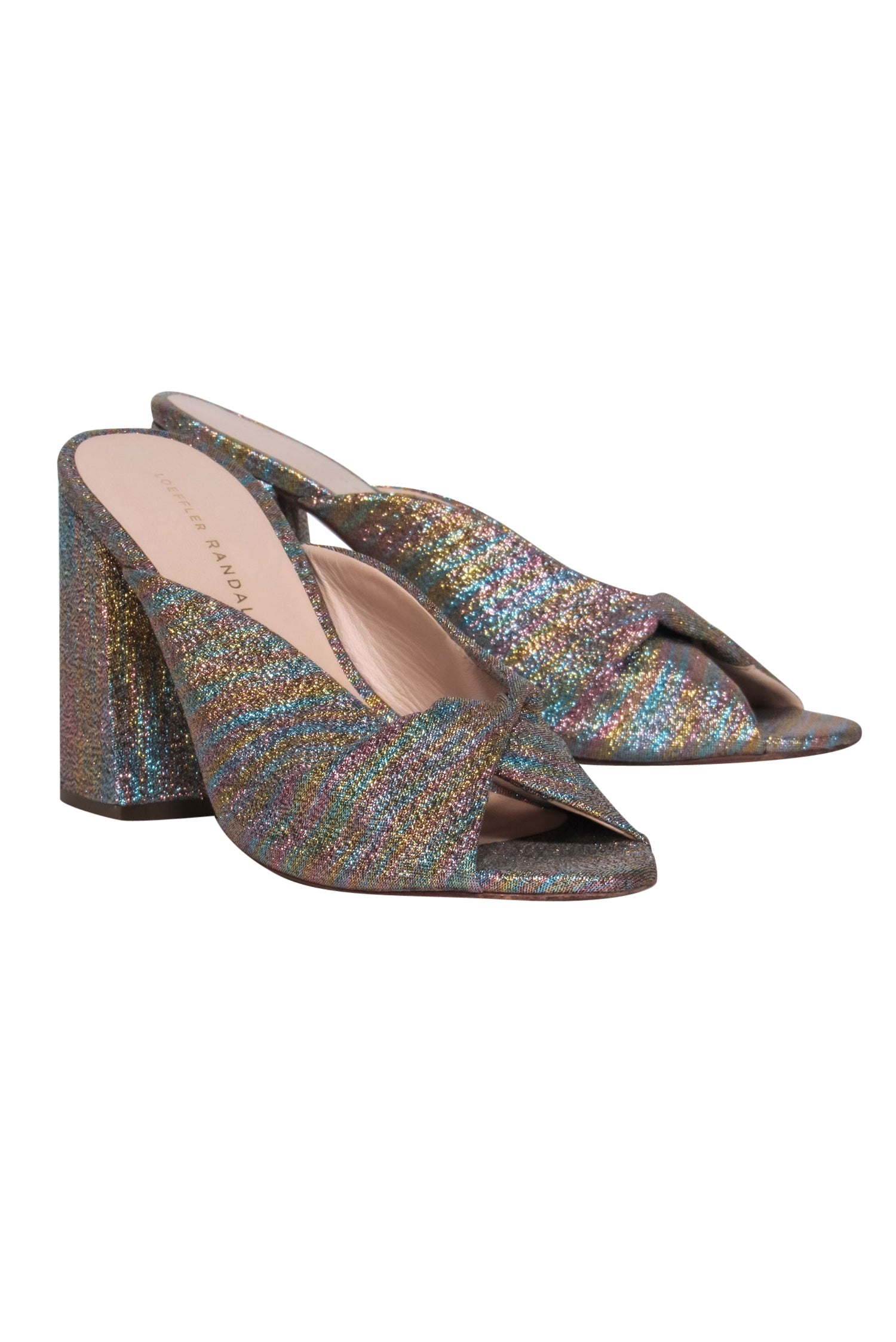 Loeffler Randall - Stunning Multicolor Glitter Twisted Block Heel Mules in Size 7.5