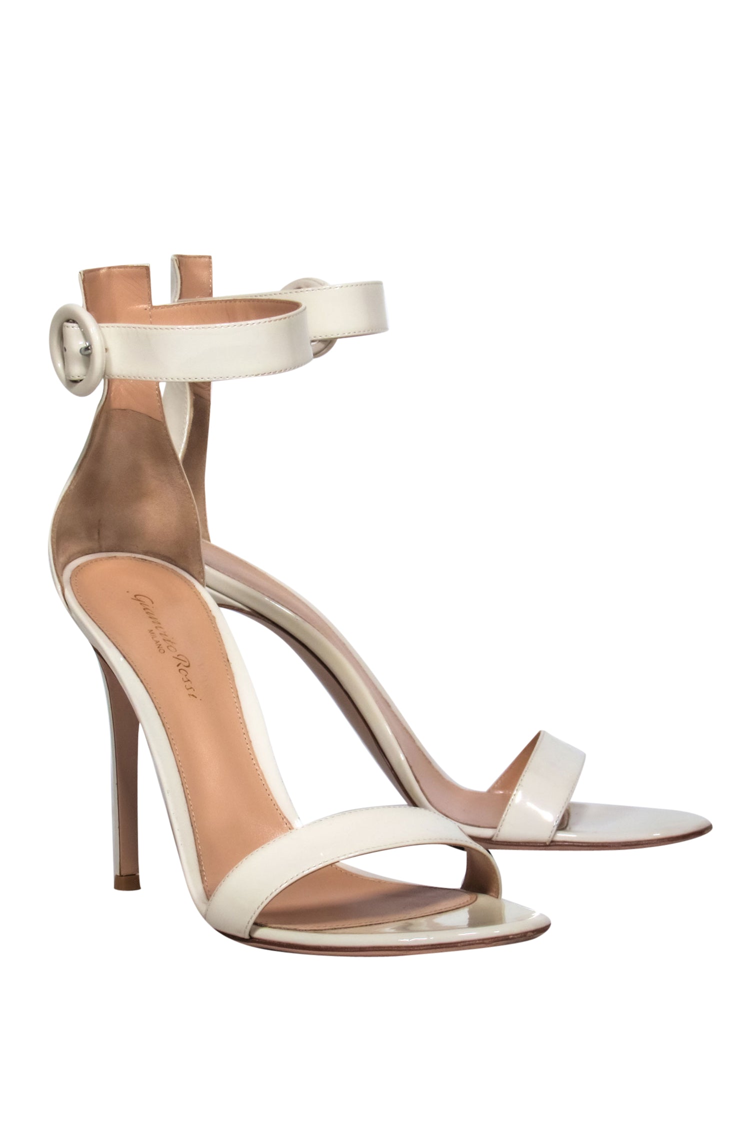 Gianvito Rossi Cream Patent Leather Anklestrap Pumps - Size 11 - A Must - Have for Fashionistas!
