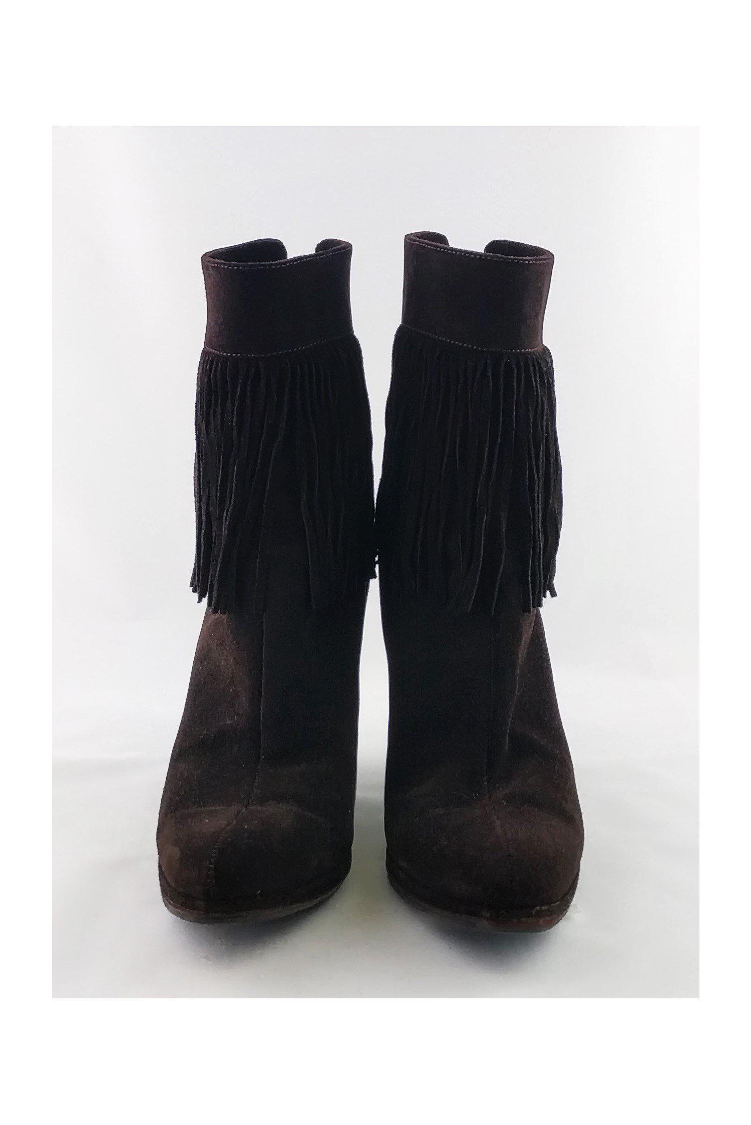 Helmut Lang's Stunning Brown Suede Fringe Booties - Size 9