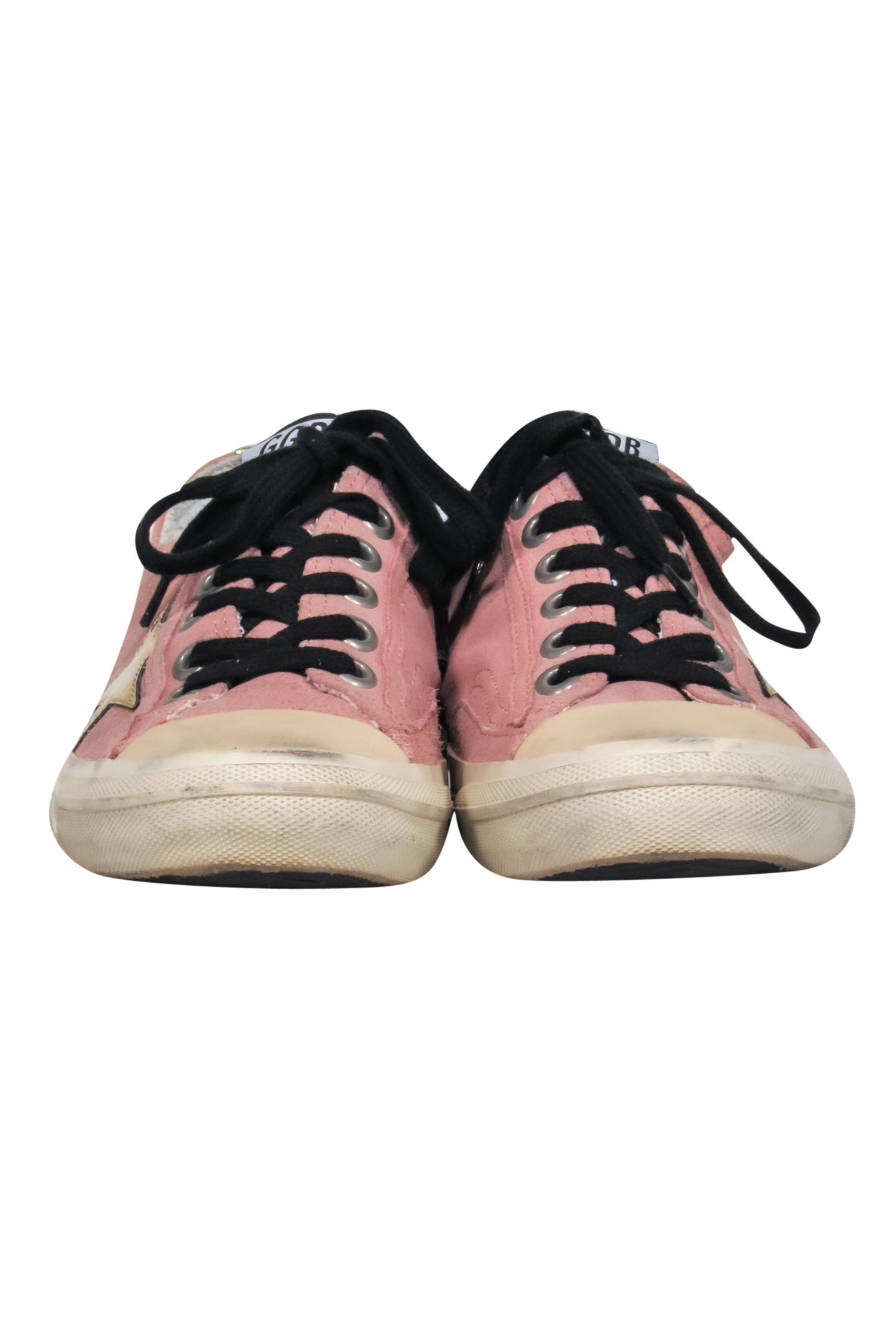 Golden Goose Light Pink Suede Star-Embellished Lace-Up Sneakers - Size 10