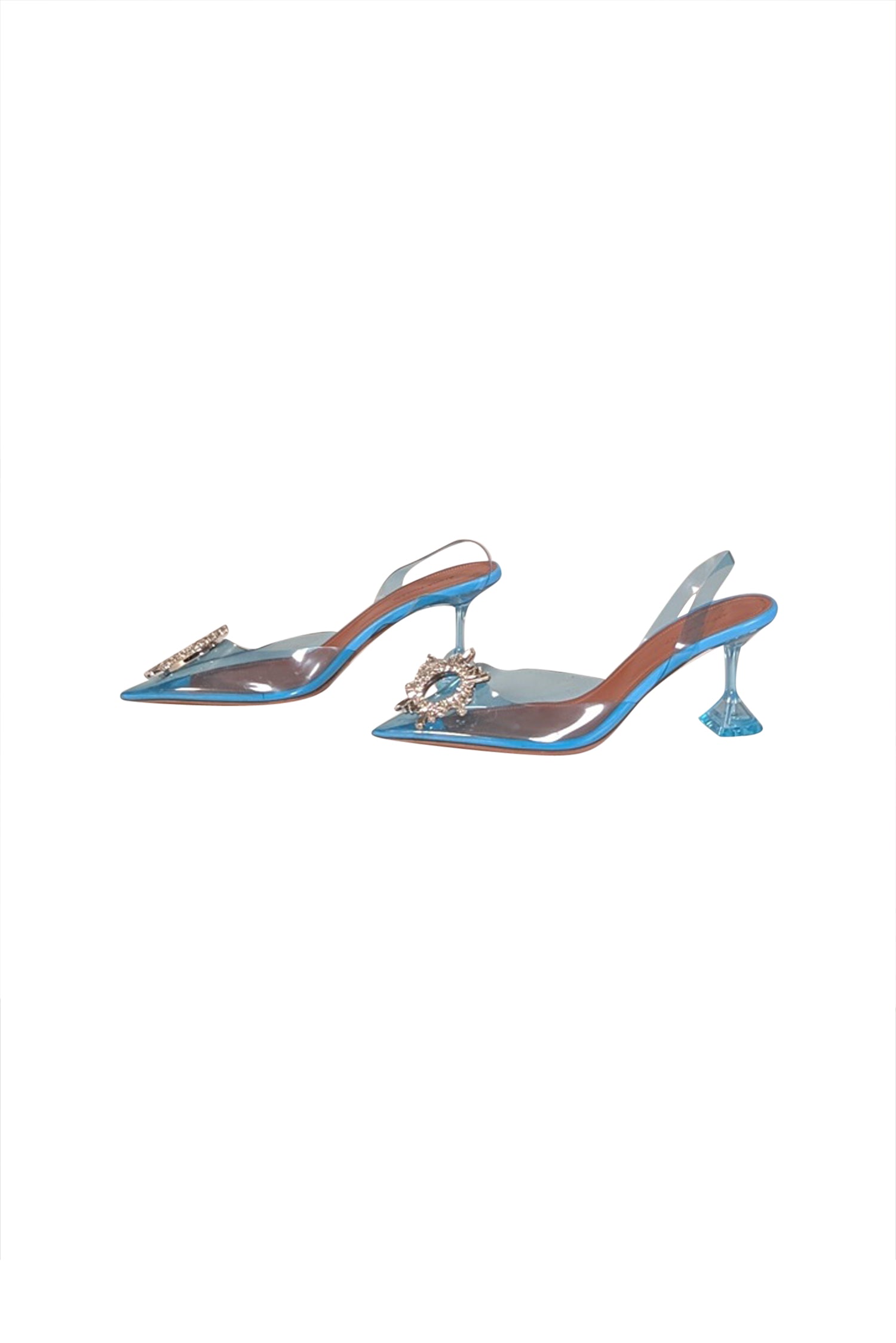 Amina Muaddi Sky Blue Transparent Begum 95mm Pumps - Size 9.5, Your Glamour Key!