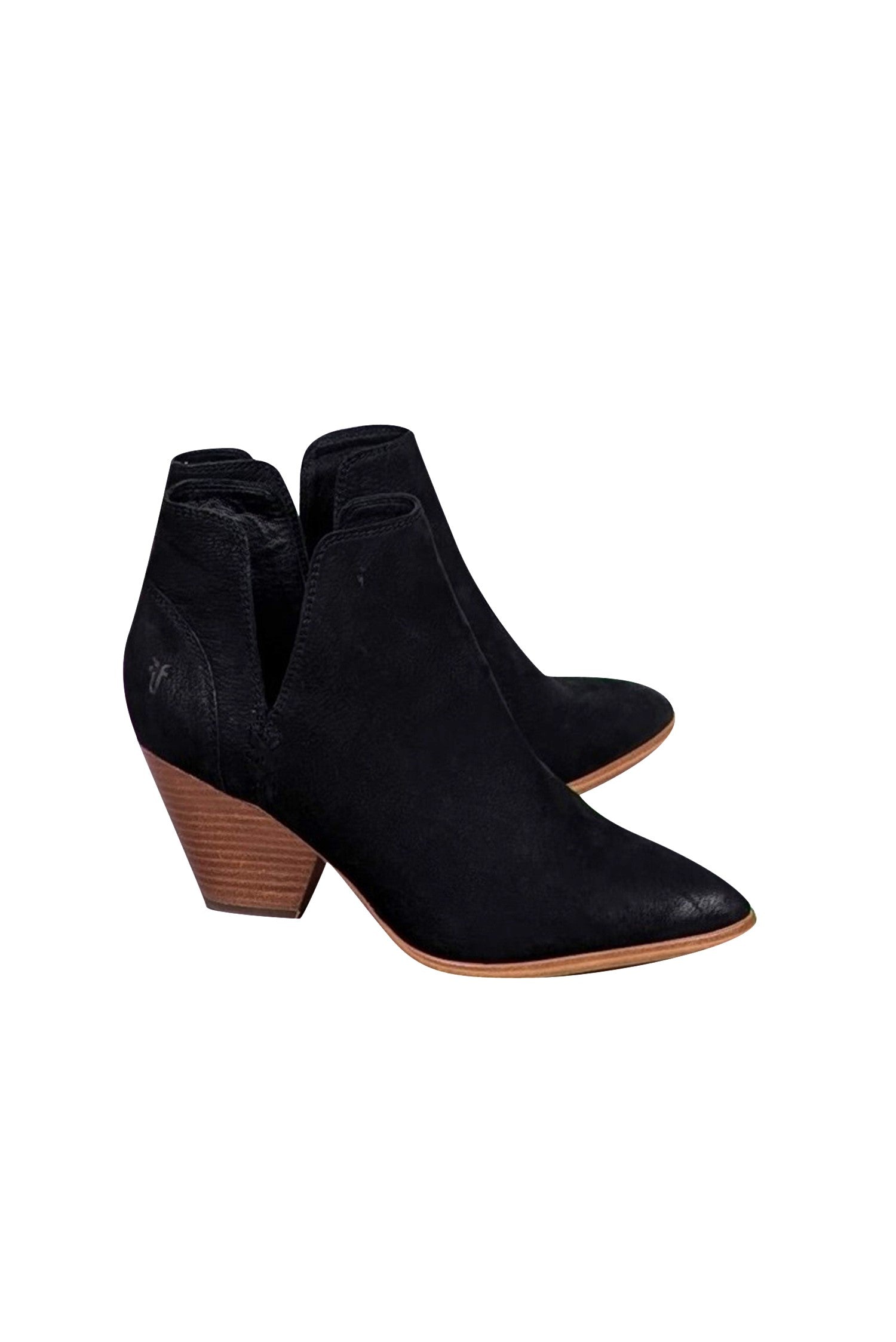 Frye Black Leather Pointed Toe Slip-On Short Boots - Size 8
