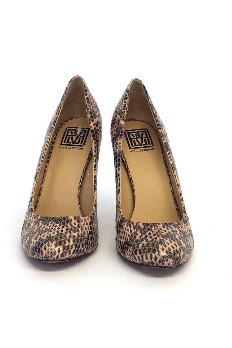 Pour La Victoire - Stunning Beige & Black Snakeskin Print Pumps in Size 9