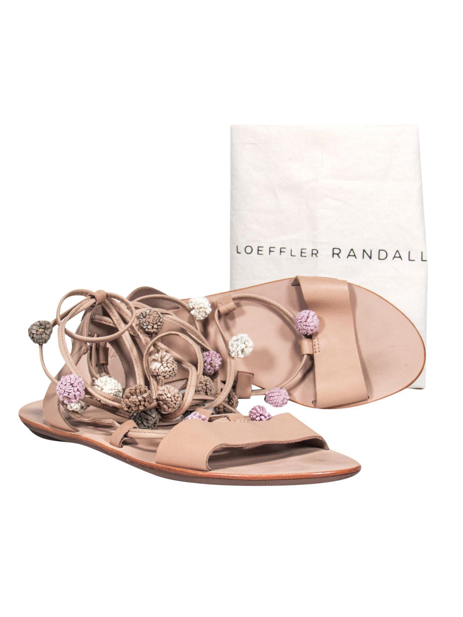 Loeffler Randall - Stunning Tan Strappy Sandals with Baubles, Size 7