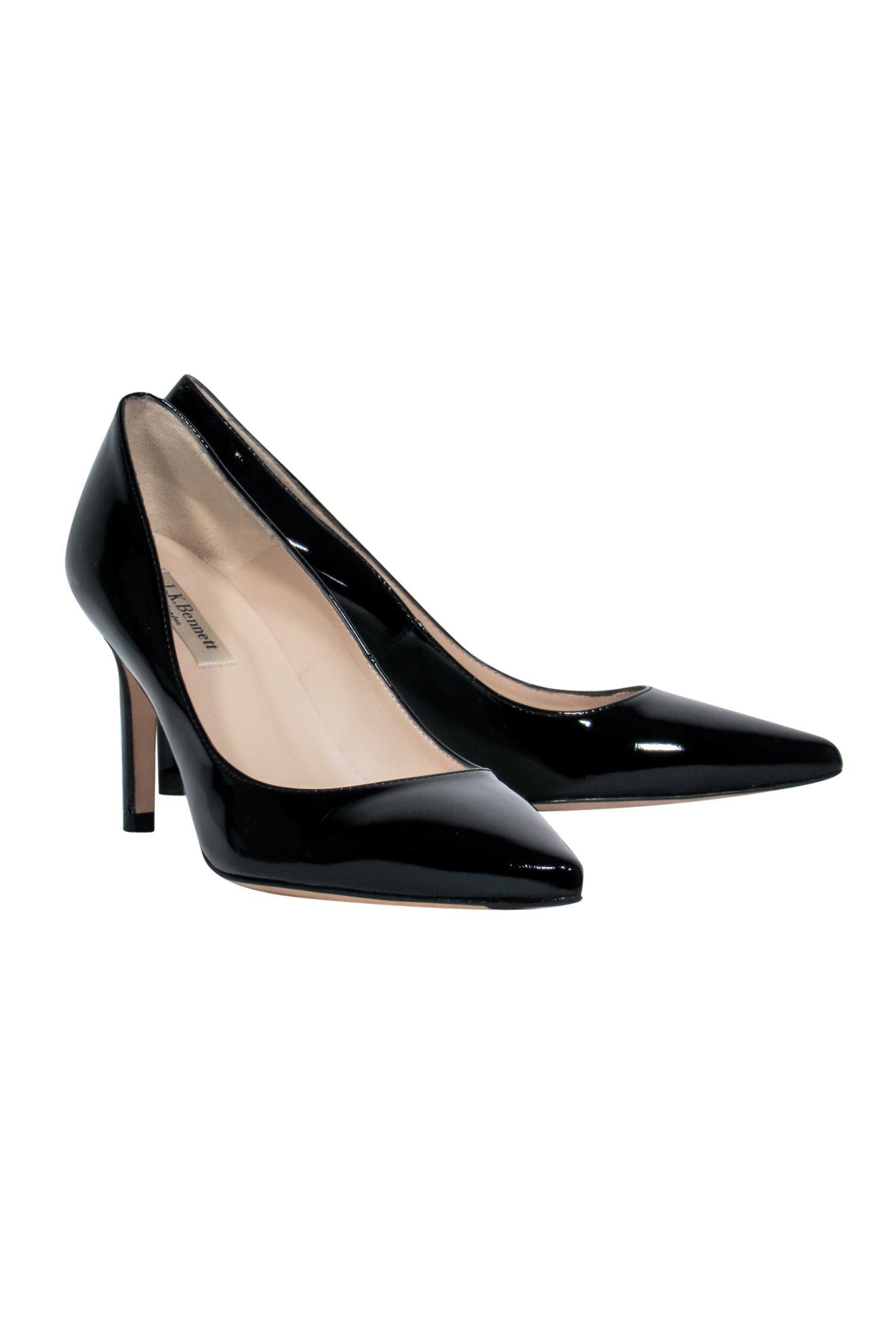 L.K. Bennett's Sexy Black Patent Leather Pointed Toe Pumps - Size 9