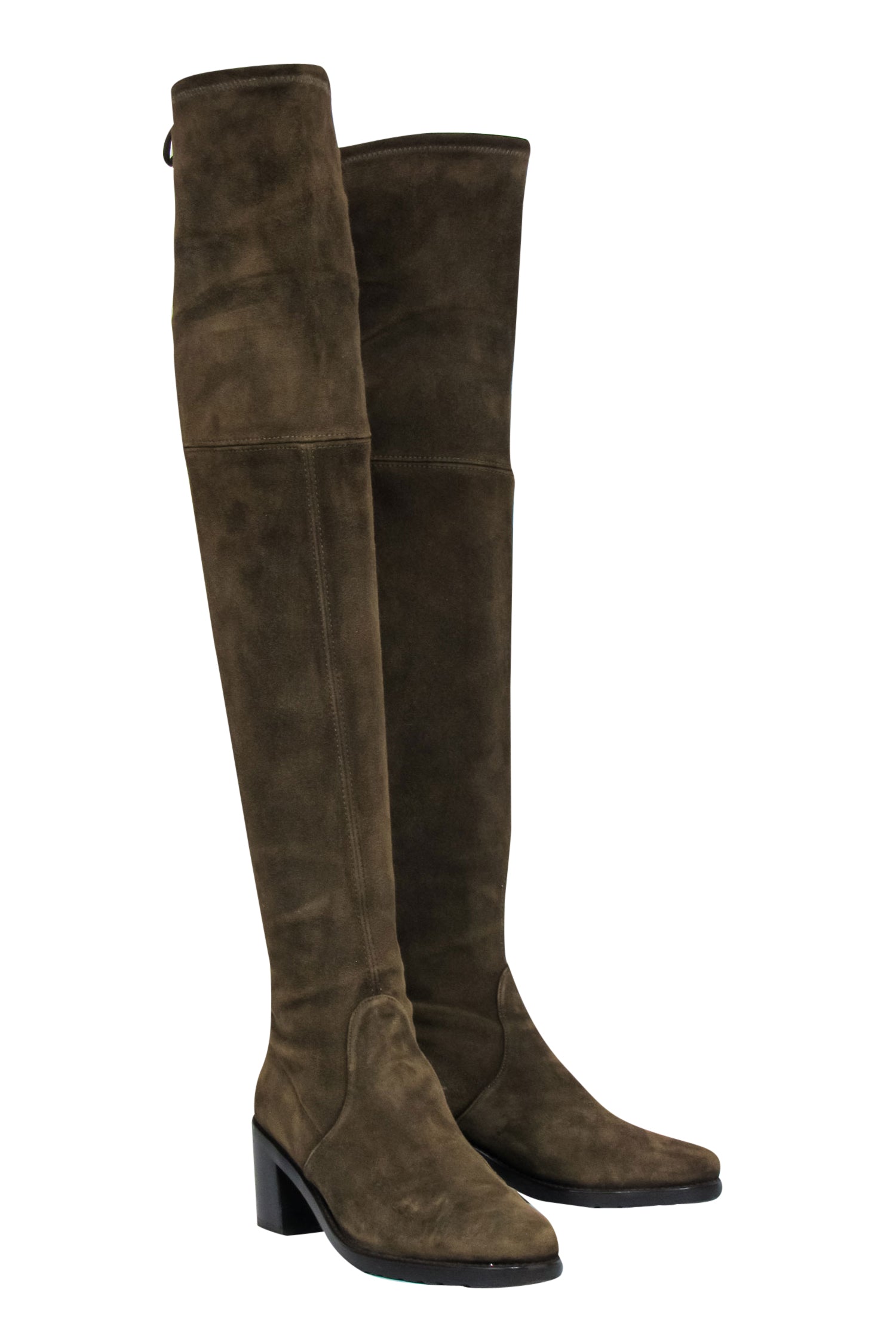 Stuart Weitzman Olive Suede Block Heel Over-the-Knee Boots - Size 8