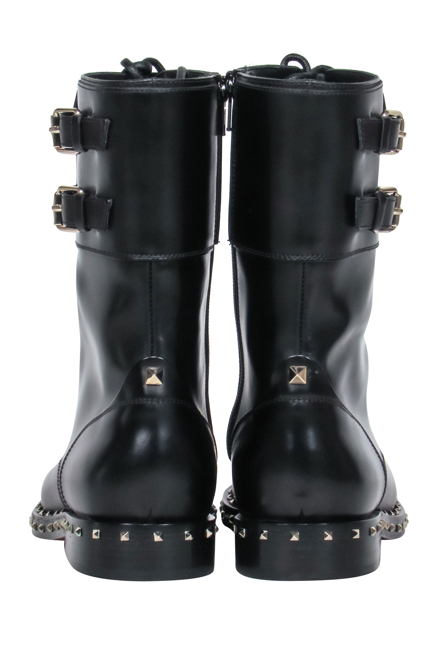 Valentino Black Studded Trim Combat Boots - Size 6.5: The Ultimate Style Statement